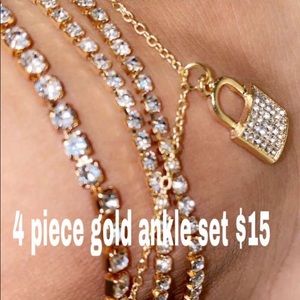 Gold 4 pieces set Ankle bracelet